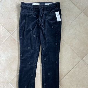 Pilcro and the Letterpress polka dot velvet toothpick pants